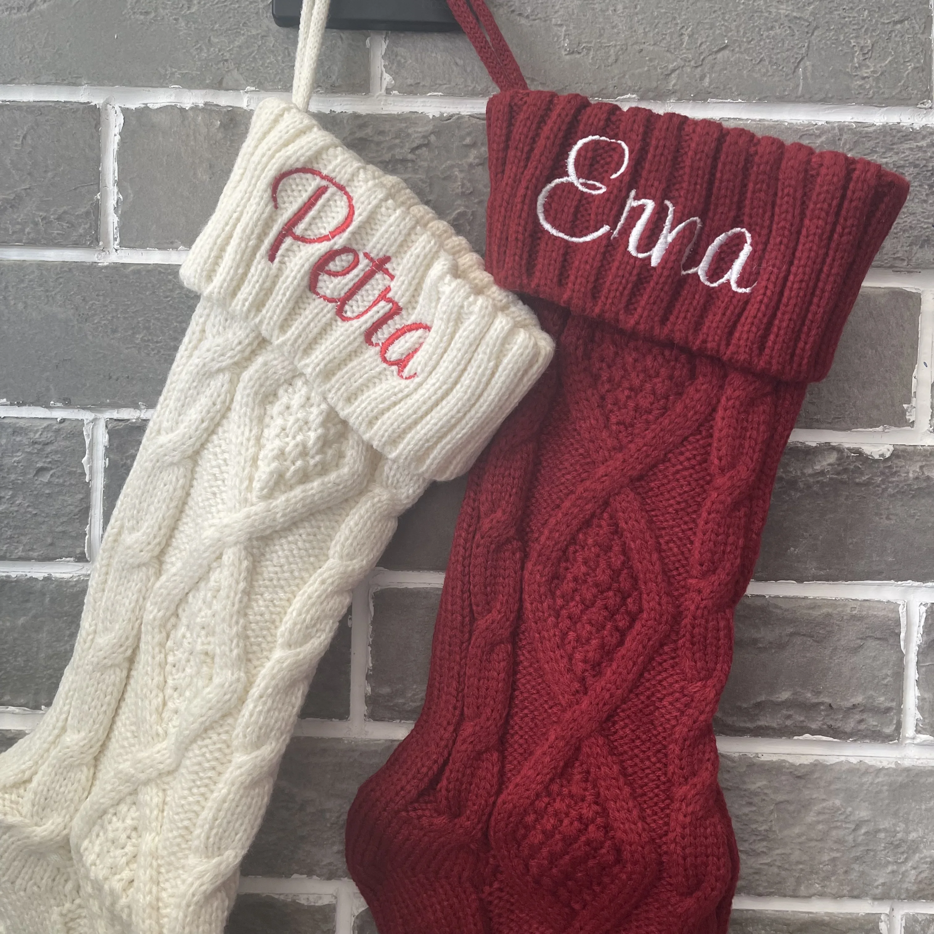 Personalized Name Stockings Embroidered Name Christmas Tree Ornament Candy Bag Gift Socks Merry Christmas Stockings Supply