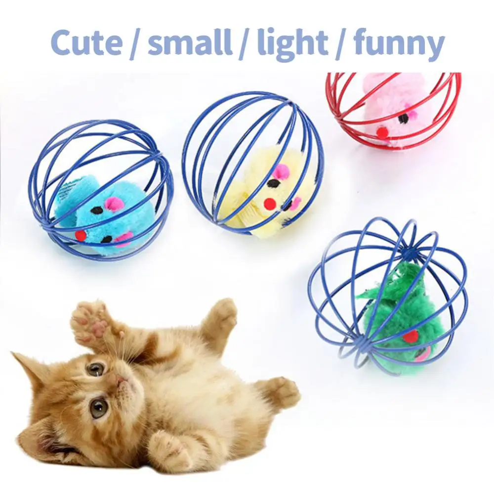 1~10PCS Candy-colored Cat Toys With Bell Mouse Cage Toys Plastic Artificial Colorful Cat Teaser Toy Pet Interactive Training