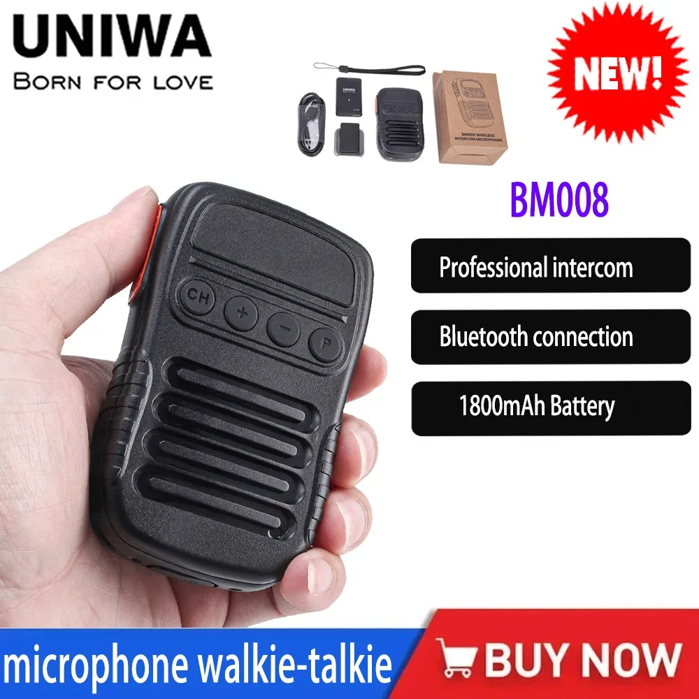 UNIWA BM008 Zello SOS PTT Button Microphone 1800mAh Professional Handheld Suitable for Mobile Phones Wireless BT Walkie Talkie