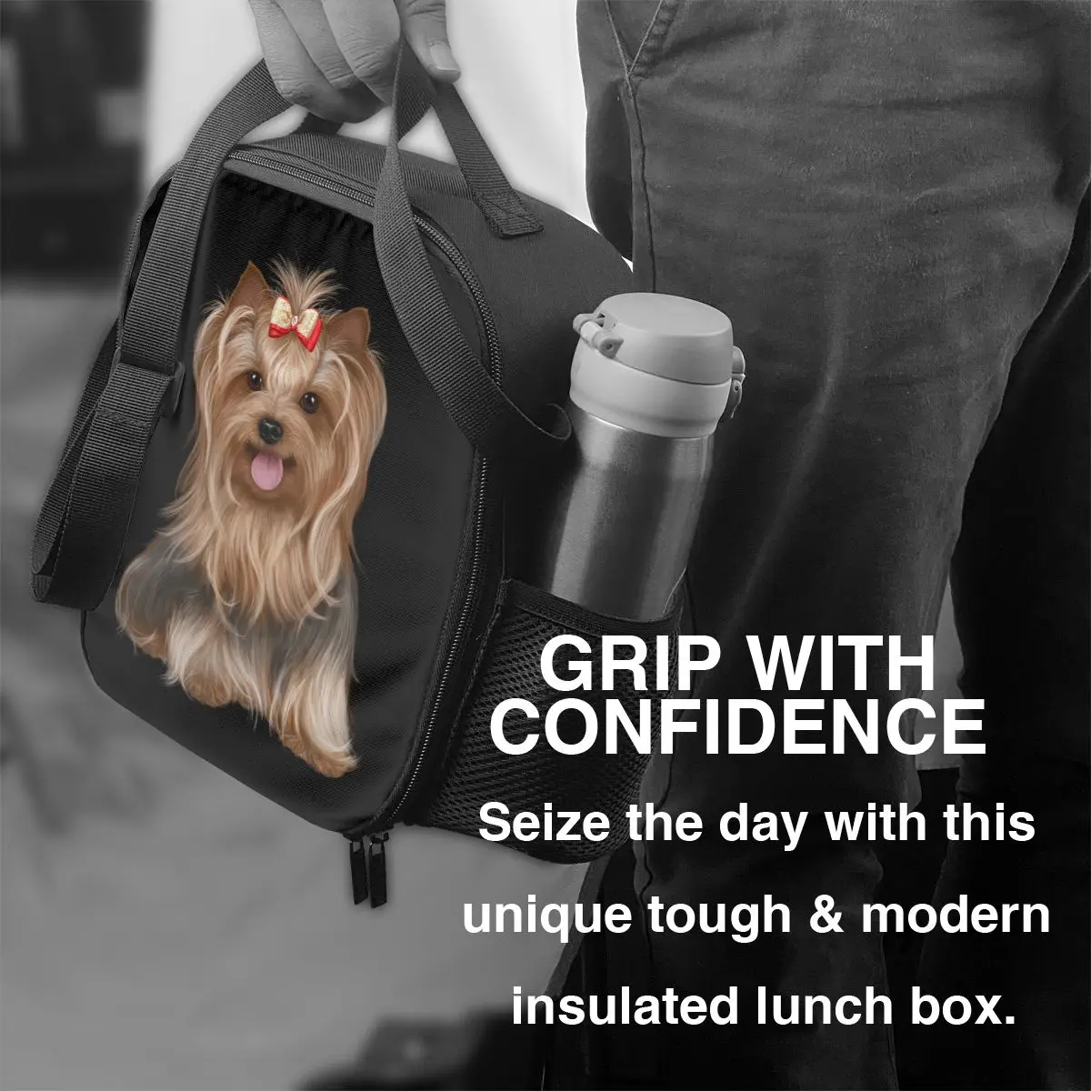 Yorkshire Terrier Yorkie Dog Thermal Insulated Lunch Bags  Portable Lunch Tote for Outdoor Picnic Multifunction Bento Food Box