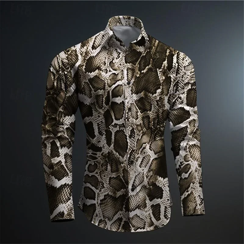 Men's New Fashion Trend Gray Crow Animal Men's Tops Shirt Buttons Casual Outdoor Street Soft Comfortable Men's Tops Plus Size