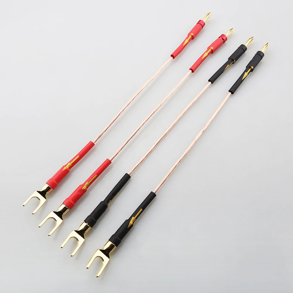 Audiocrast 4pcs HIFI Speaker Jumper Audio Cable OCC Bridge Cable Y to Y and Banana to Banana Plug Speaker Jumper Cable