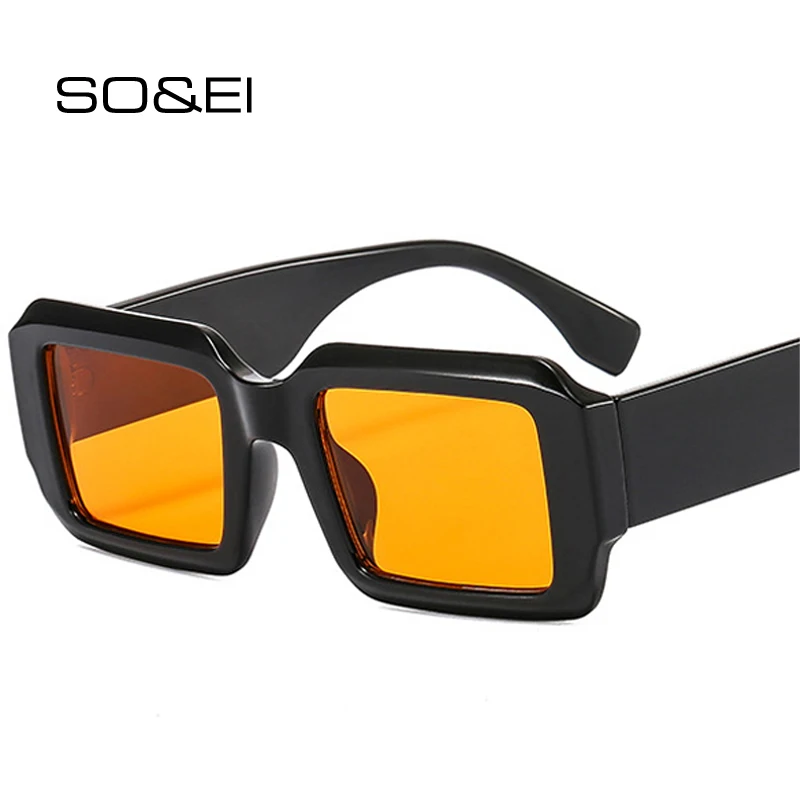 SO&EI Vintage Square Women Shades UV400 Sunglasses Fashion Contrast Color Eyewear Men Trending Punk Gradient Sun Glasses