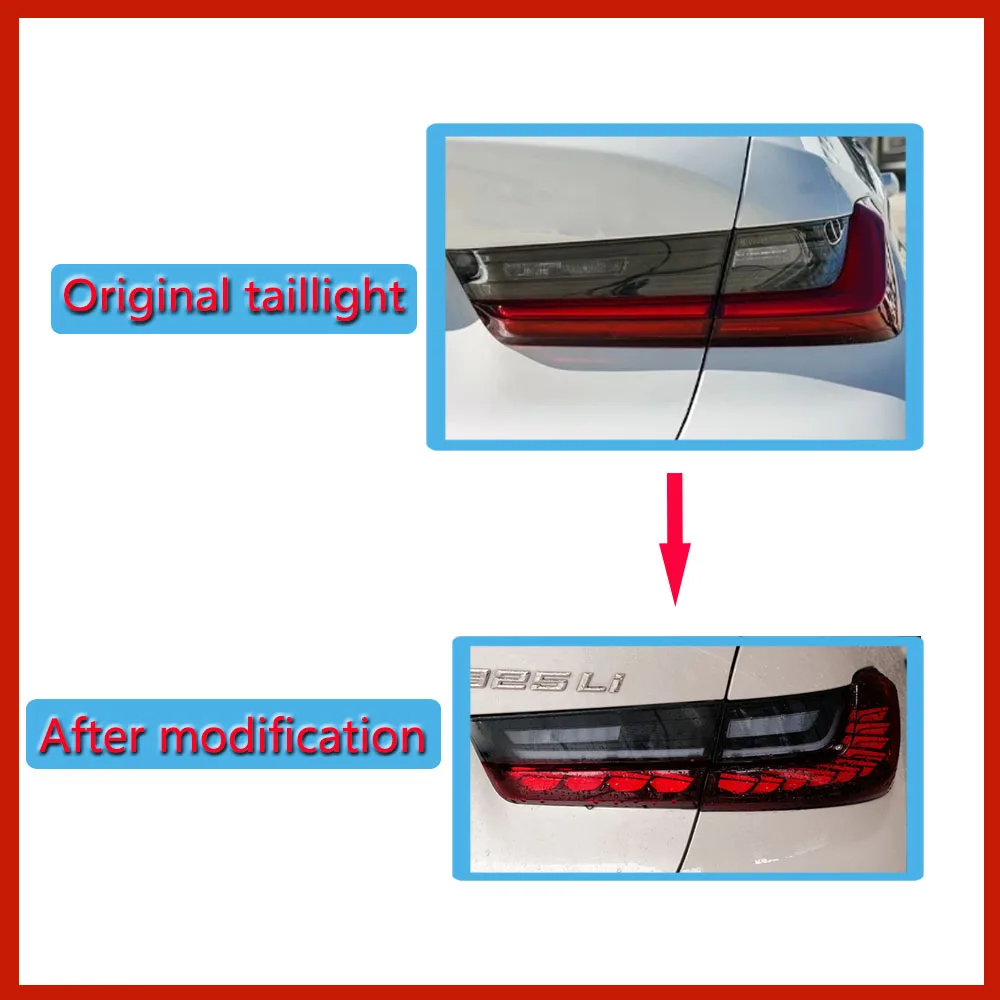 BMW 3 시리즈 용 미등 G20 G80 G28 M3 330 340 320 325 2019-2023 업그레이드 된 GTS LED 스타일 반전 라이트 브레이크 테일 라이트