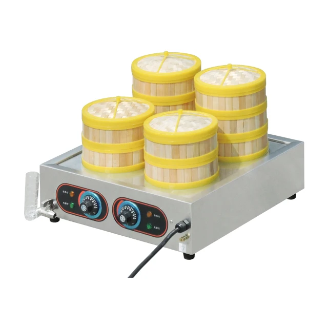 Freestanding 4 Layers Electric Cake Bun Steamer Factory Price 6 Holes Steamed Bun Display Equipment Electric Steamer