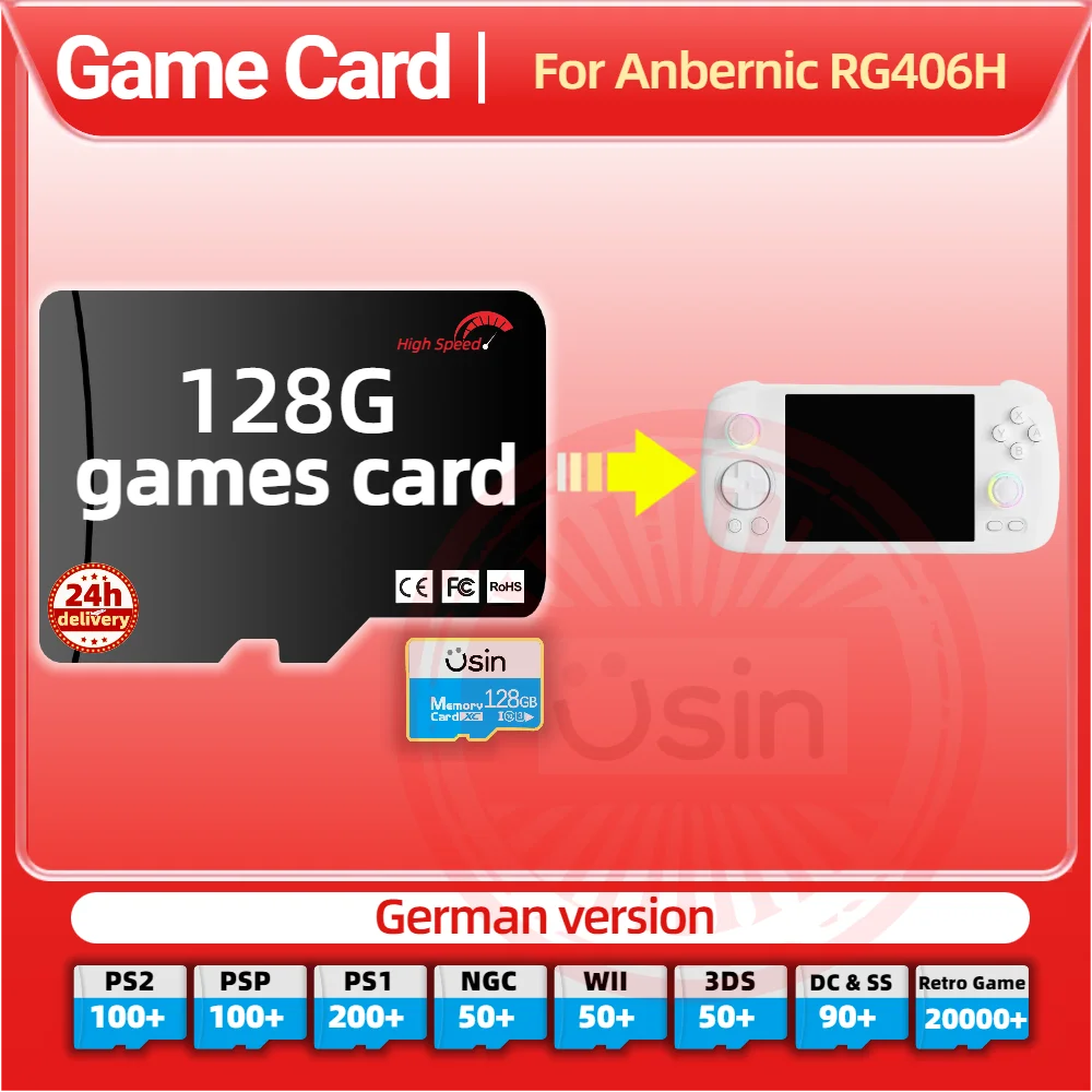 Memory Game Card For Anbernic RG406H German Version Retro PS2 PSP Games Android Gaming portable Console SD TF High Speed 128G