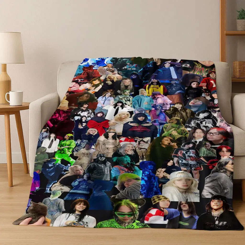 Fashion Billie Eilish Hit Me Hard and Soft Singer Flannel Blanket Soft Throw Blanket for Bed Bedroom Living Room Travel Gift Kid