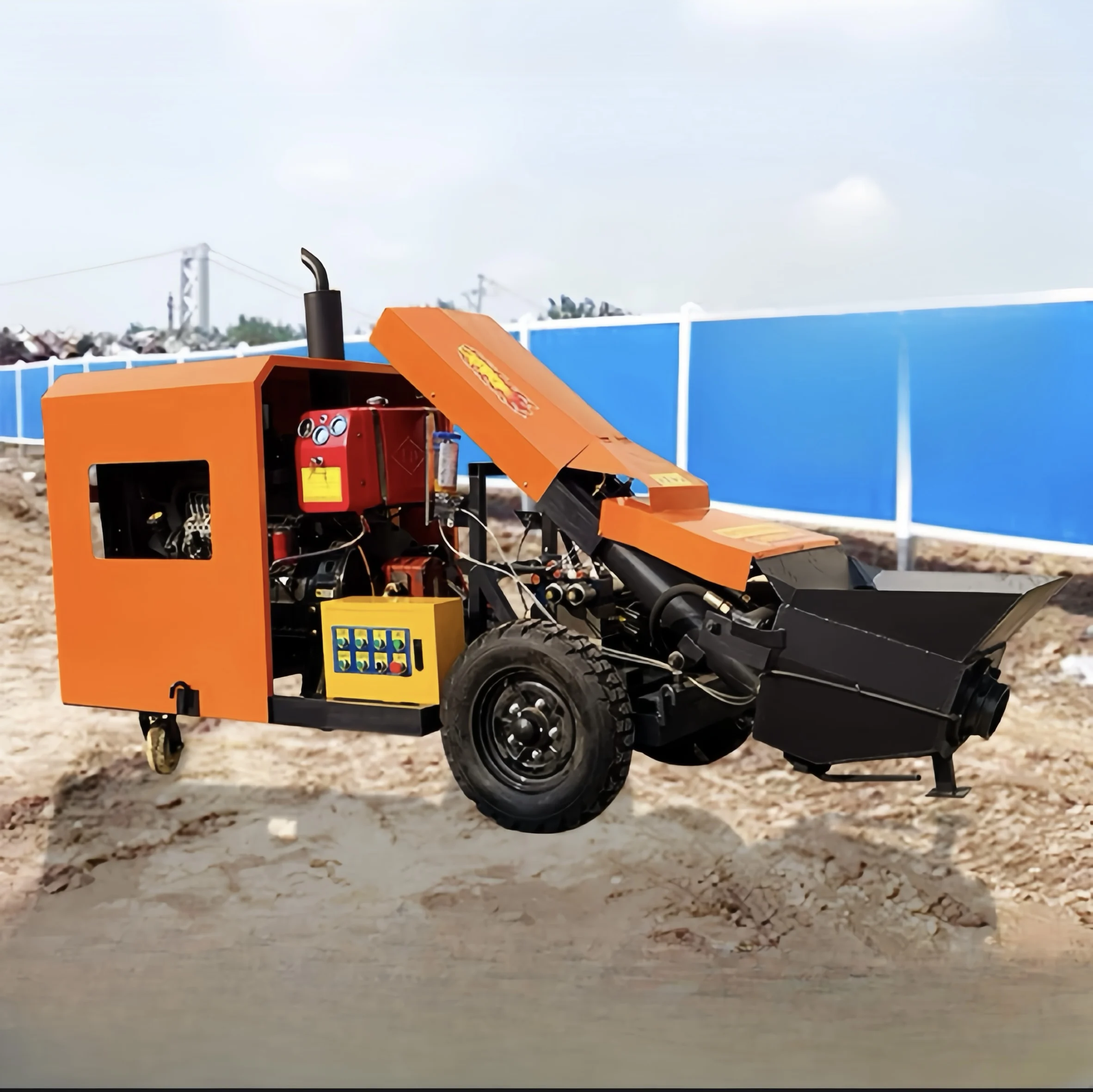 Diesel-Betonpumpe, Betonpumpe, blockierendes Design, 4 cm, Aggregate-Größe, breiter Entladungsanschluss zum Mischen von felsigen Beton