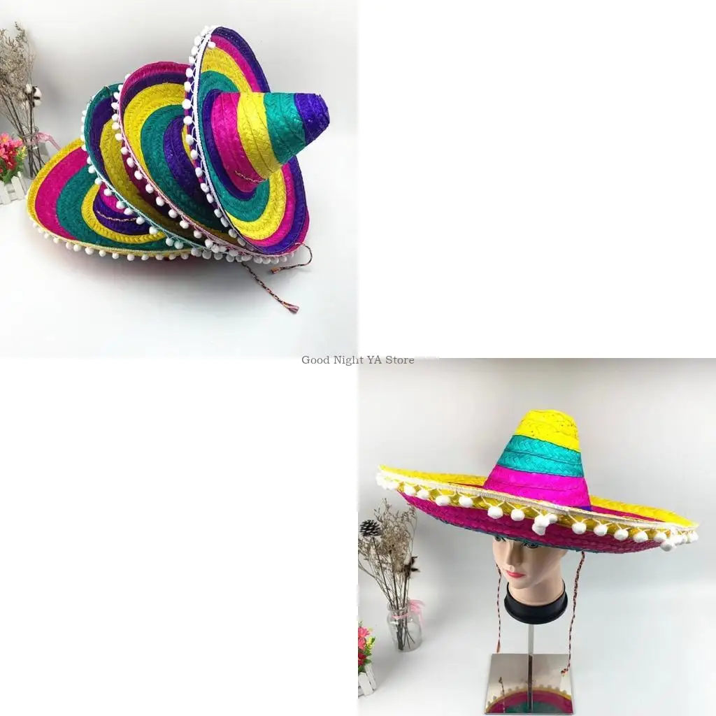 Sombrero Straw Hat Mexicans Party Cap Photo Props DiaDeMuertos Festival Sun Hat