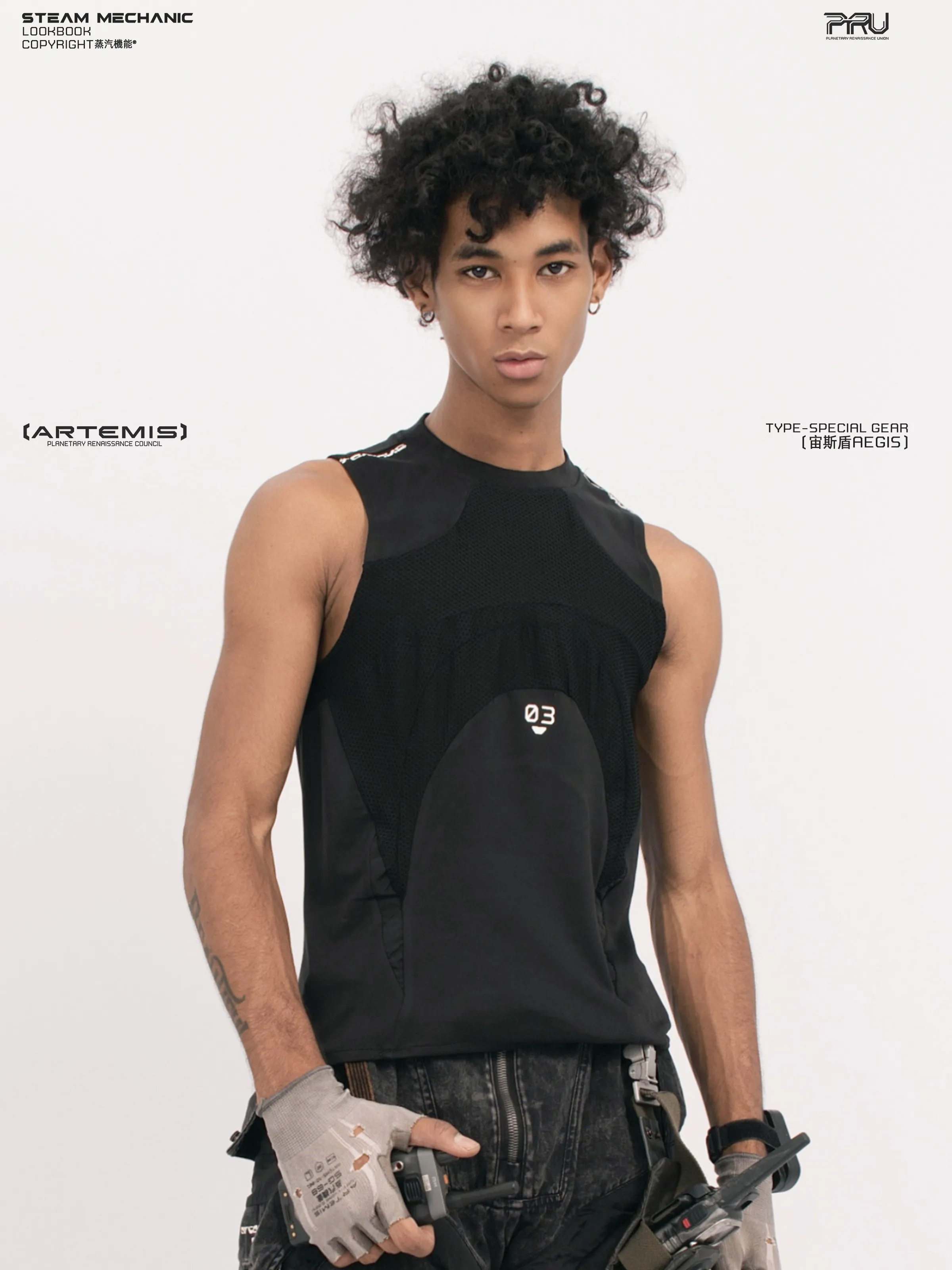 STEAM 26SS Wasteland-stained black bird mesh breathable vest neutral slim fit sleeveless tactical top cyberpunk