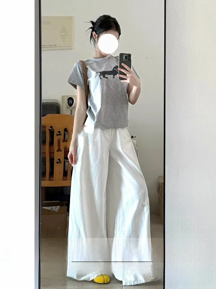 

Женские джинсы с высокой талией, прямые, широкие, белые, свободного кроя, удобные, из денима, осенне-зимние, новые, стройнящие, длинные...