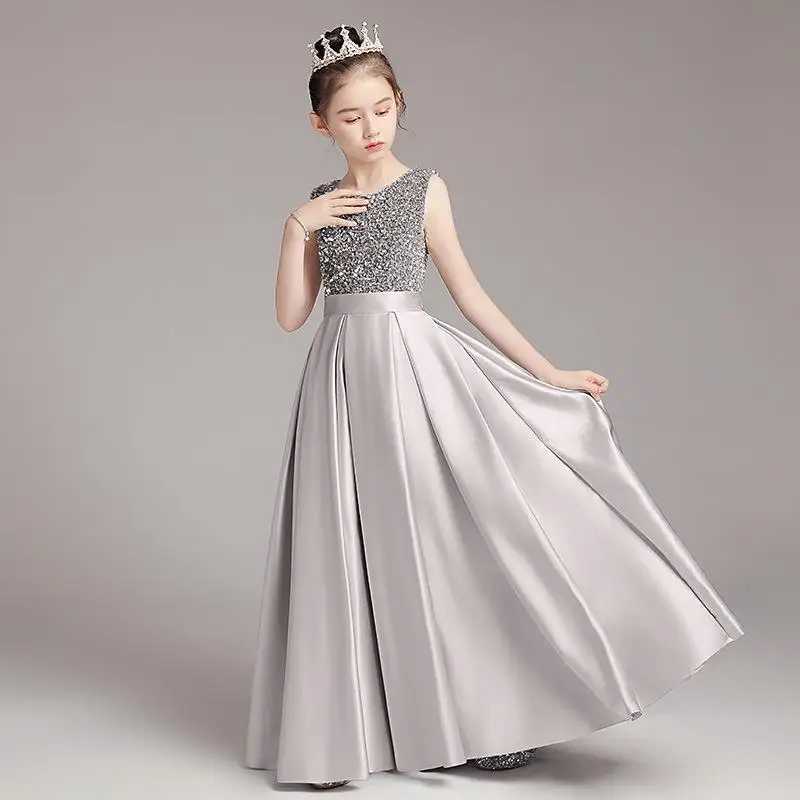 Children Girl Dress Shiny Luxury Princess Dresses Piano Competition Costume Clothes Evening Birthday Party Dresses Daughter Gift