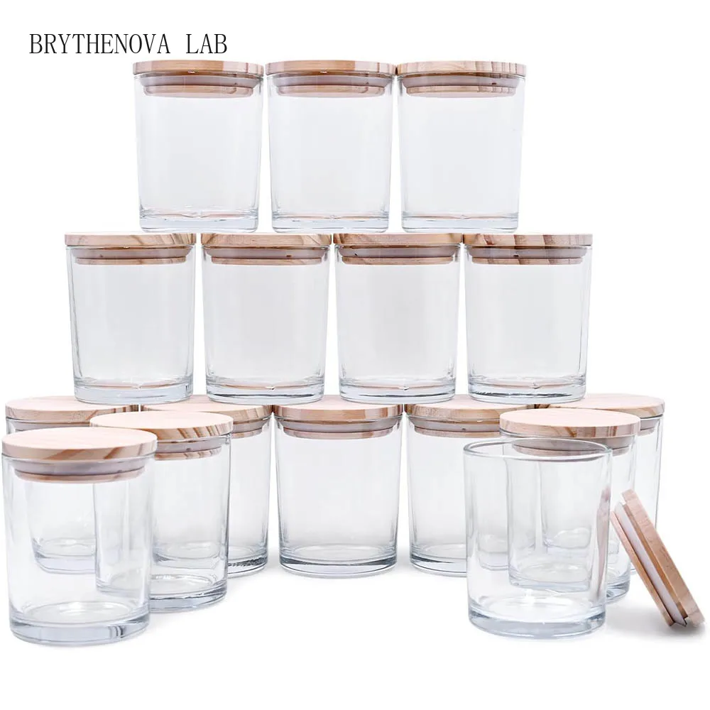 200ml Thick Candle Jars for Making Candles, 7OZ Empty Jars with Lids Wood for Candle Making, Sample Container Black/amber/clear
