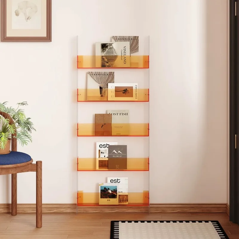 Entrance aisle ultra-narrow acrylic storage bookshelf multi-layer storage display cabinet picture books magazine bookshelf floor