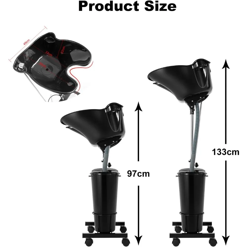 Plastic Shampoo Bowl Unit with 2 Bucket with Electric Pump and Drain Hoses, 270 Degree Rotation of Shampoo Basin