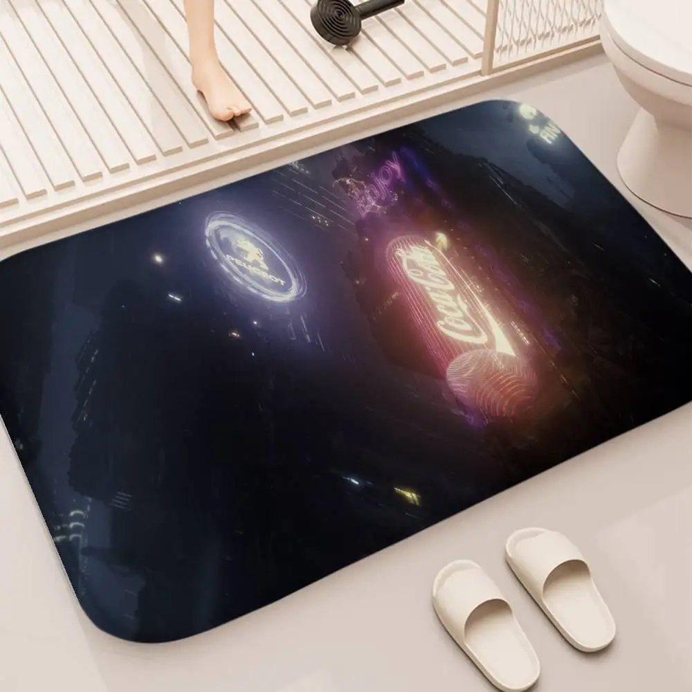 

Punk Neon Street Floor Mat Printed Large Carpets Room And Bedroom Carpets Bathroom Anti Slip Door MATS Small Carpets