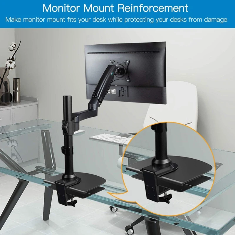 Extra Large Monitor Mount Reinforcement Plate Desk Bracket Support For C Clamp Installation Table Mounting Bracket