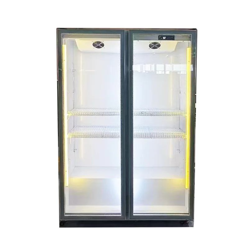 Supermarket 4 Glass Doors Upright Freezer 220V Vertical Beer Fridge Bar LED Light Compressor Cool Display Freezer Restaurant