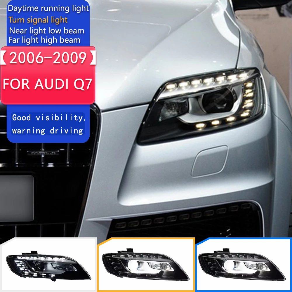

Фара для AUDI Q7, светодиодная фара 2006-2009, фары Q7 DRL, указатель поворота, дальний свет, линза проектора слезоточивого глаза