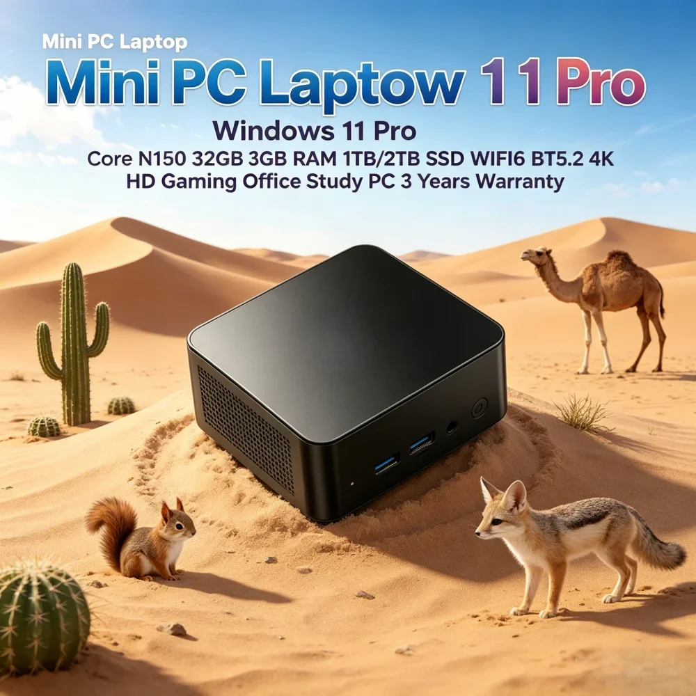 

N150 Core Mini Laptop PC Windows 11 Pro 32GB RAM 1TB/2TB SSD WiFi6 BT5.2 4K HD Home Gaming Office Device 3-Year Warranty