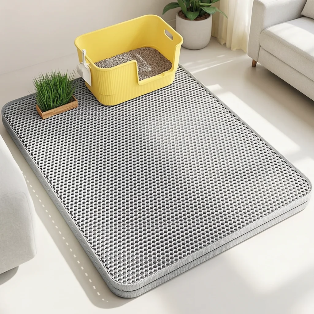 Extra Large Cat Litter Mat Heavy Duty Waterproof 2 Layer Non Slip Washable Pet Floor Protector Litter Box Sand Stopper