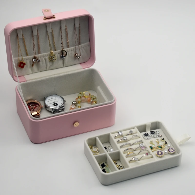 2025 New Fashion Portable Jewelry Storage Box Travel Organizer Jewelry Case Leather Storage for Earrings Necklace Ring Jewelry