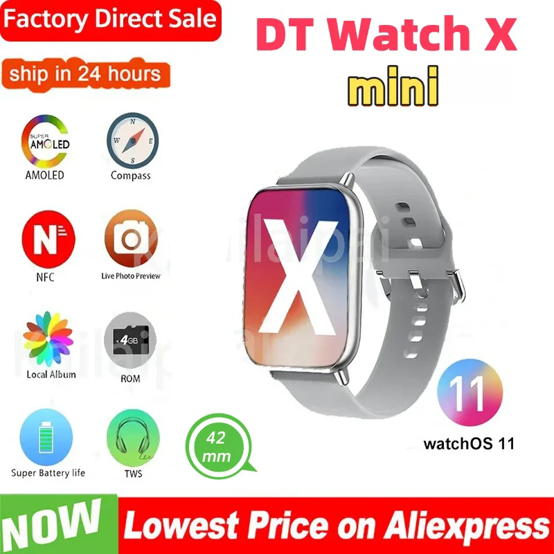 

DT Watch X 10 mini Smart Watch AMOLED 4GB ROM 42mm Compass TWS NFC ChatGPT Smart Gesture 3D Vision Smartwatch For Android Ios