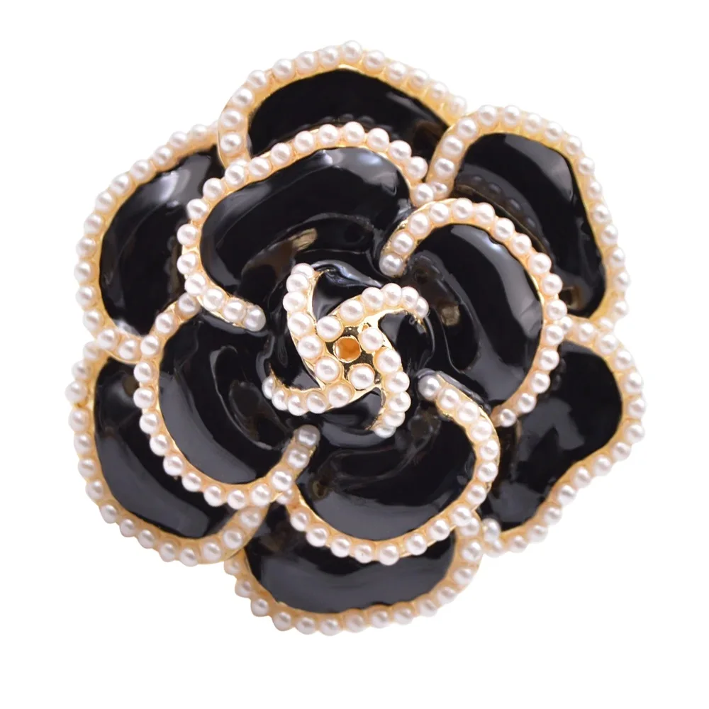 CINDY XIANG New Arrival Pearl Enamel Camellia Brooches For Women Elegant Flower Pins Fashion Jewelry Coat Accessories Brooch