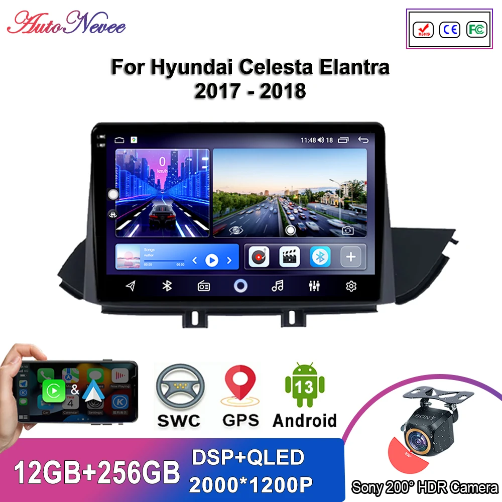 Android 14 Radio For Hyundai Celesta Elantra 2017 - 2018 Auto Radio Multimedia Player GPS Navigation Stereo Head Unit No 2 din