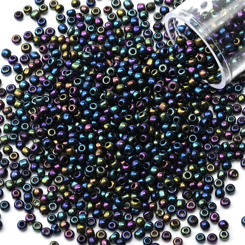 12 Gramm/Röhre, 2 mm, metallische Rocailles, japanische runde Glas-Rocailles für DIY-Handarbeit, Kleid, Schmuck, Nähen, 1200 Stück