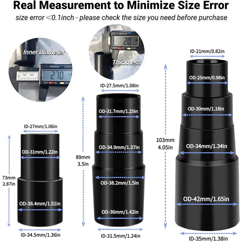-A90P 3 Pack Universal Vacuum Hose Adapter Wet Dry Vacuum Converter Reducer Attachments For Vacuum Cleaner Accessories
