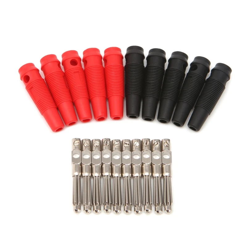 5 Pair/10 Pcs 4mm 32A Solderless Side Stackable Banana Plug