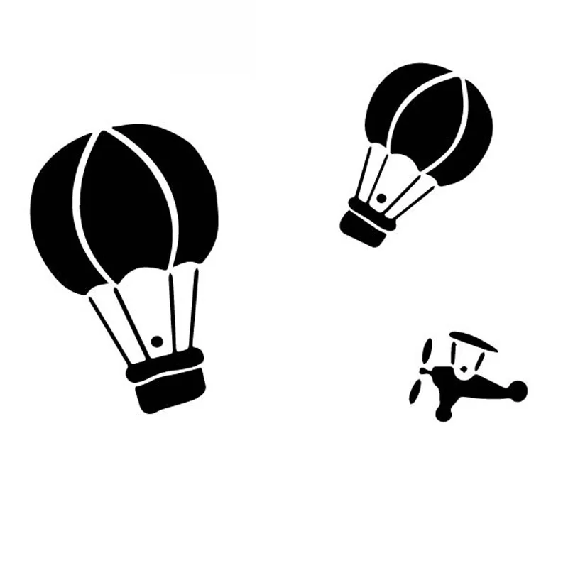 Car Stickers Dazzling Hot Air Balloons and Airplanes Beautiful and Cool PVC Car Decoration Stickers Black/white,18cm*13cm