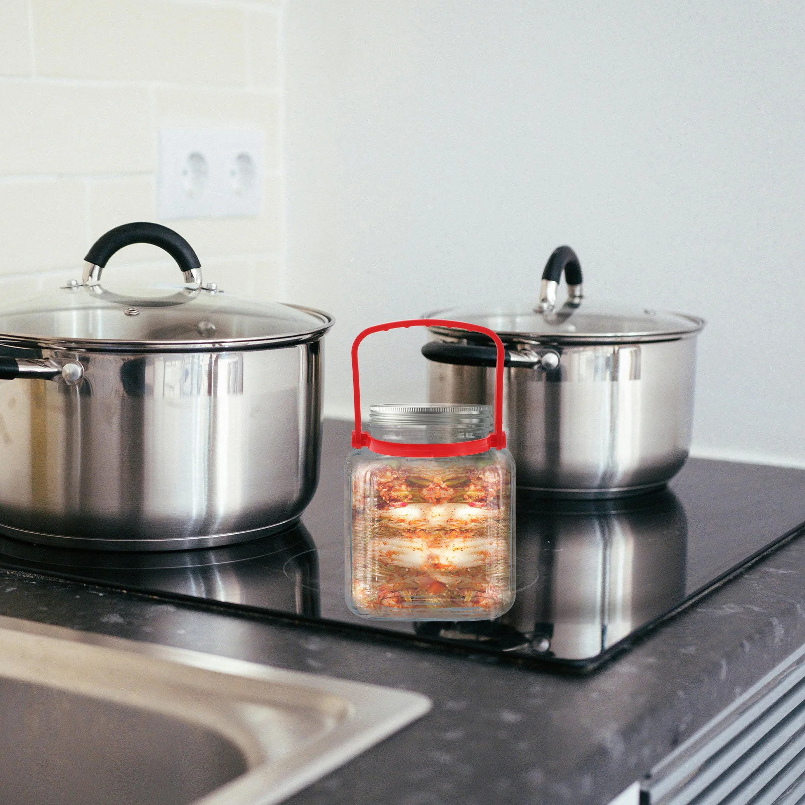 

Plastic Handle for Pickle Jar 1 Kg Ergonomic Glass Jar Carrying Handle Wide Mouth Food Storage Jug Lifter Replacement