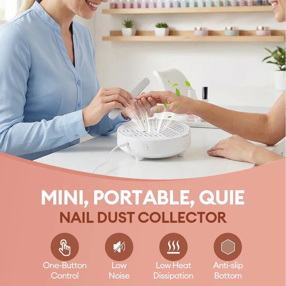 3700RPM Mini Nail Dust Extractor Portable Nail Dust Collector Fan Nail Art Manicure Nail Vacuum Cleaner Fan With Filter Cotton
