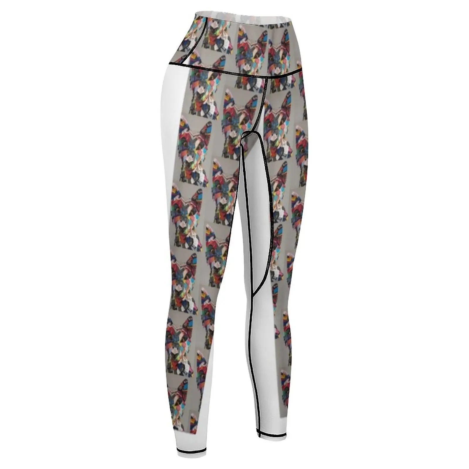 Dot's Patchwork Hund Leggings Damen Sport hose Jogging hose sportliche Frau Push-up Damen Leggings