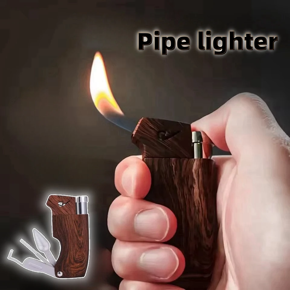 

New Pipe Lighter Multi Functional Metal Butane Gas Tobacco Lighter with Pipe Tools Lighter Smoking Accessories Men's Gift