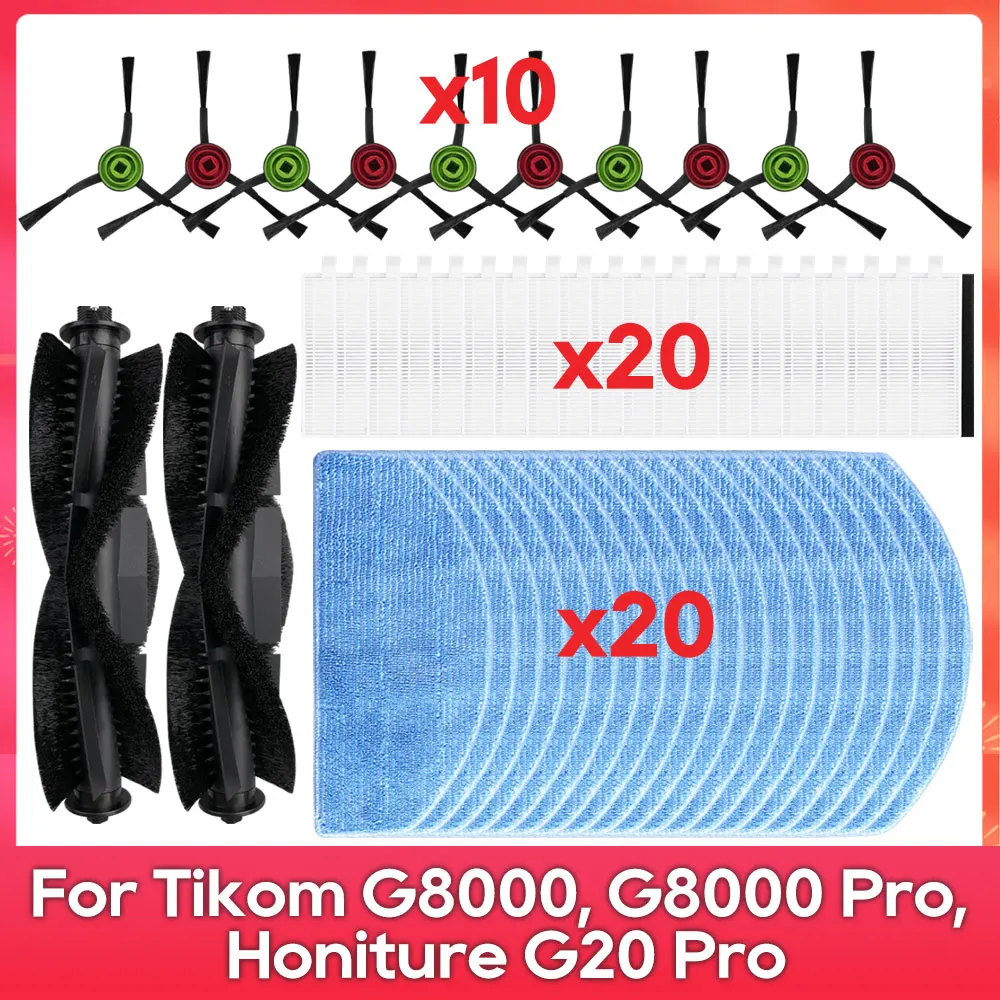 مناسب لـ Tikom G8000 / G8000 Pro / Honiture G20 Pro لفة فرشاة جانبية مرشح قماش ممسحة أقمشة روبوتات مكنسة قطعة غيار اكسسوار