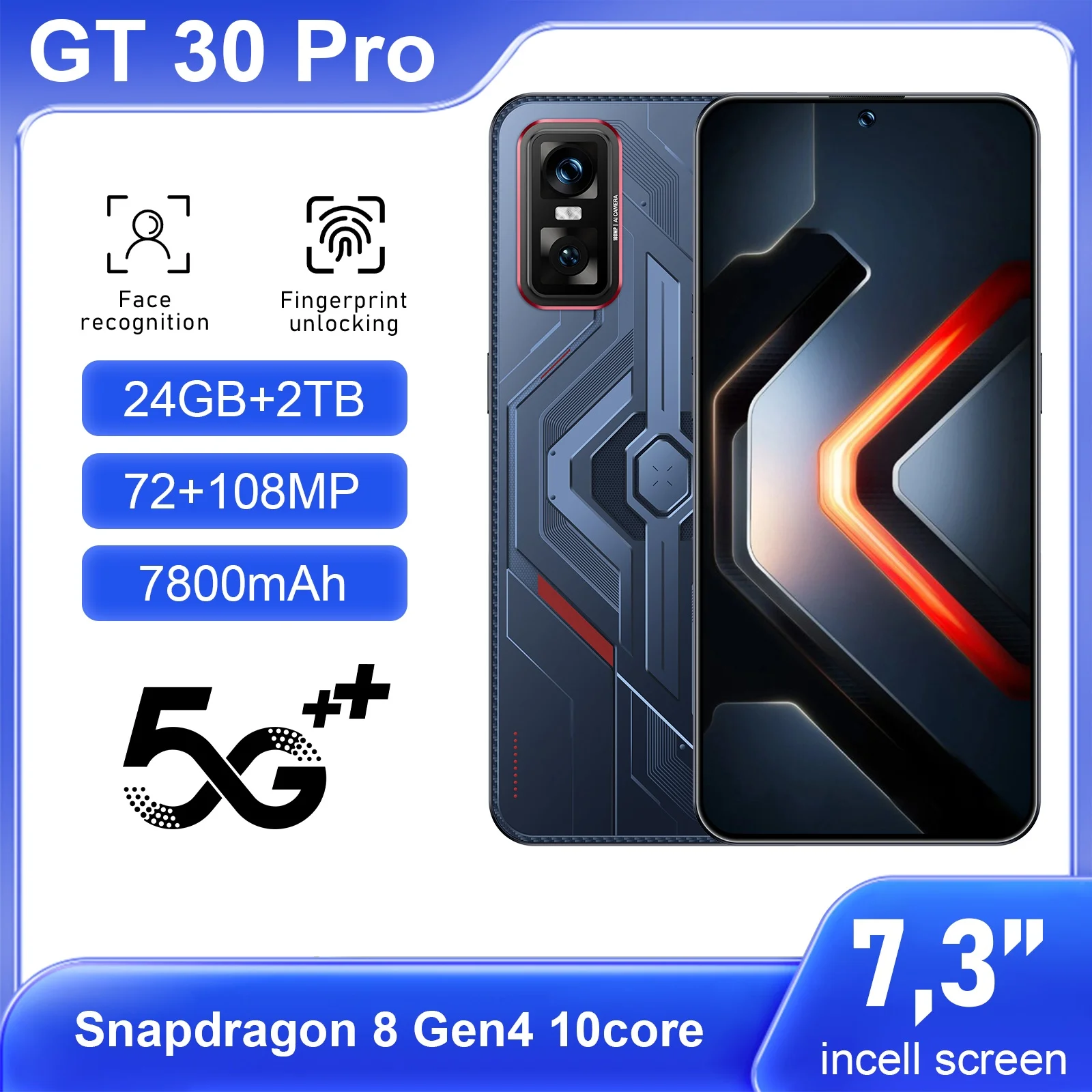 

2025 New HOT Pad GT 30 Pro Tablet PC 7.3inch HD Android 15 24GB+2TB 7800mAh Battery 4G 5G Dual Sim Card WiFi GPS Google Tab