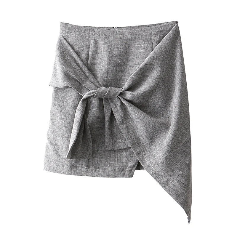 

Slimming A-Line Skirt Suit Asymmetrical High Waist Belted Zipper Versatile Simple Sle ort Skirt for Young Women
