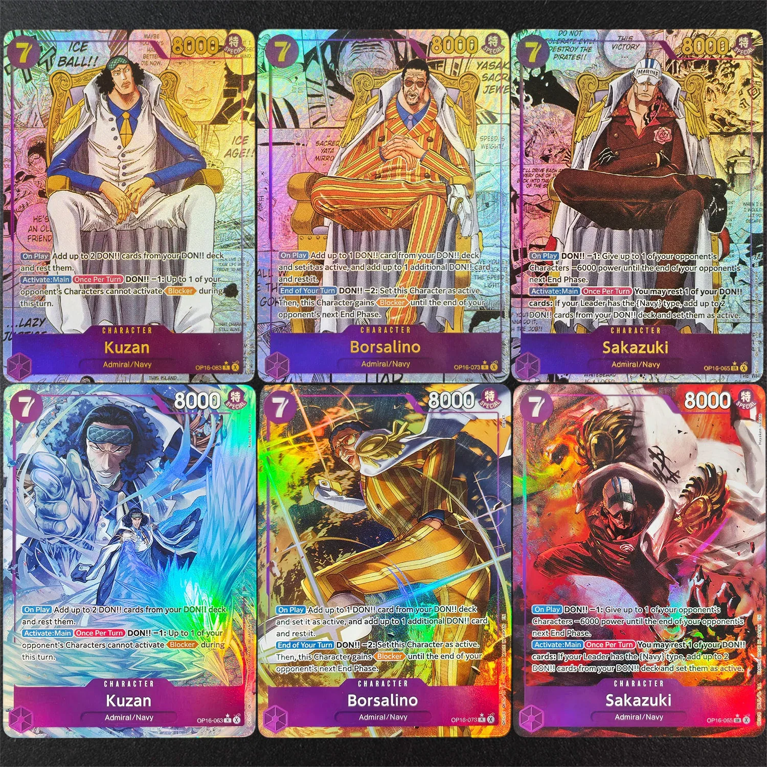 DIY Proxy One Piece OP-16 Collection Game Cards Featuring Luffy Ace Yamato Hancock Sakazuki Katakuri Kuma Borsalino, All Sunday view 4