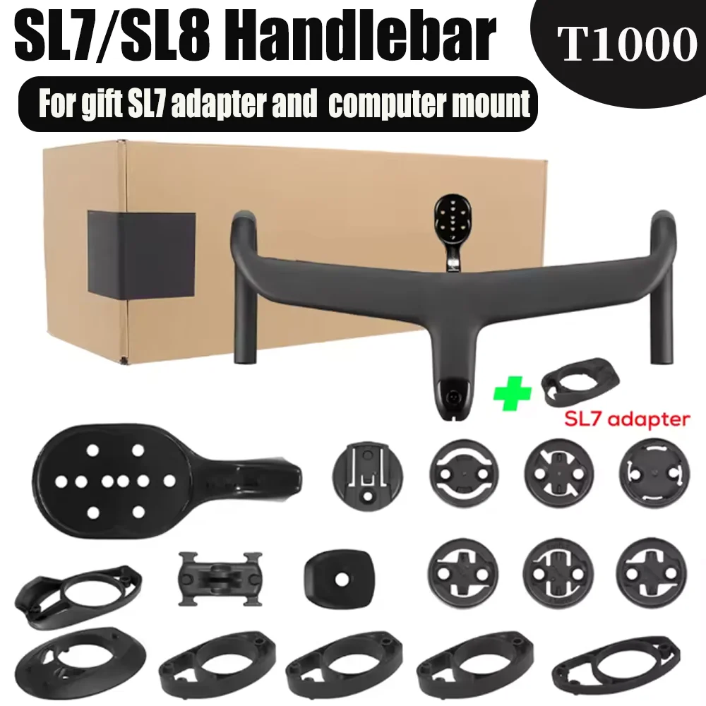 AliExpress For Sl7 Sl8 carbon road cycling handlebar Internal Cable road carbon integrated handlebar T1000 Carbon Integrated Cockpit Di2