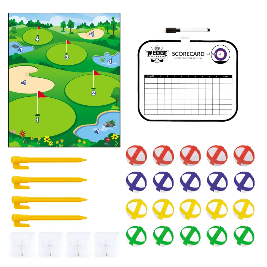 Conjunto de tapete de golfe para crianças, auxílio para treinamento, prática divertida com bolas pegajosas, brinquedos de golfe ao ar livre e interno para festa familiar