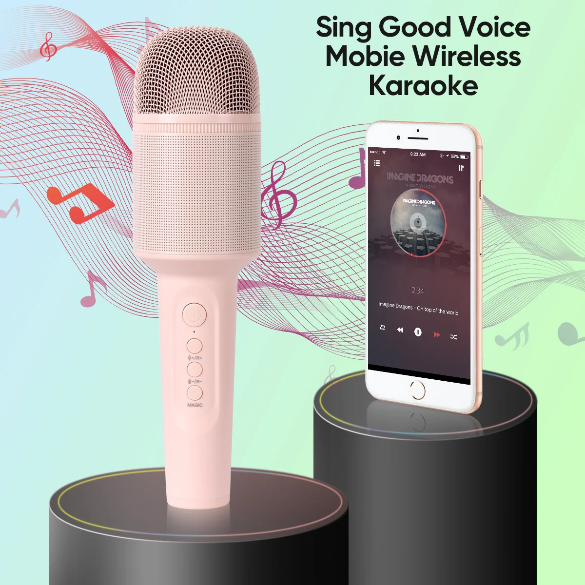 Jounivo microfono Karaoke Wireless portatile HIFI qualità del suono microfono Karaoke per bambini lettore musicale registratore di canto Party