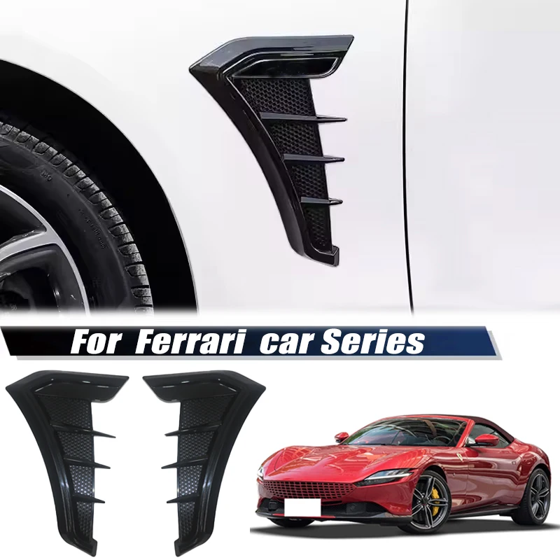 2pcs Carbon Fiber Car Hood Air Flow Vent Stickers For Ferrari 488 F8 296 812 SF90 Roma Portofino 458 430 360 599 612