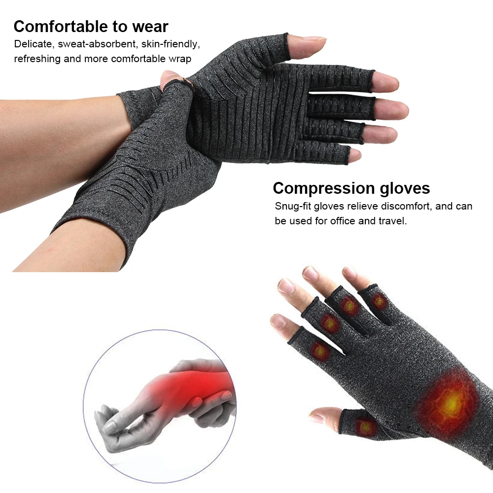 Compression Arthritis Gloves - Orthopedic Brace Arthritic Joint Pain Relief Hand Gloves Therapy Open Fingers Compression Gloves