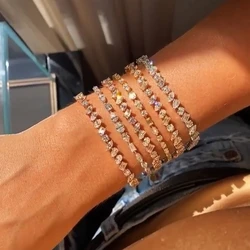 Iced Out Bling Women Jewelry Geometric Various Shaped Prong Set CZ Tennis Chain Fashion Women Girl Bracelet