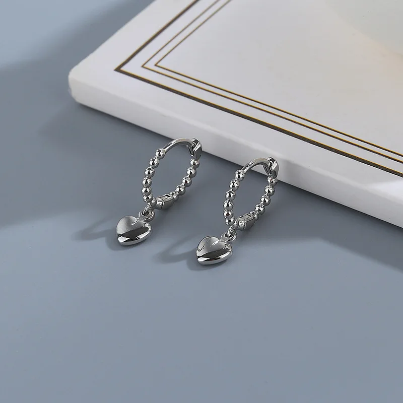 CIAXY Silver Color Cute Peach Heart Pendant Earrings for Women Super Fairy Small Ear Buckle Love Earring Luxury Jewelry