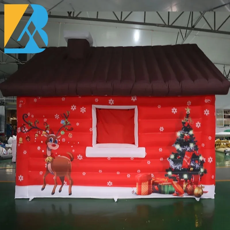 Customized Gemmy Animated Christmas Airblown Inflatable Santa's Outhouse for Air Blown Christmas Decorations Toys