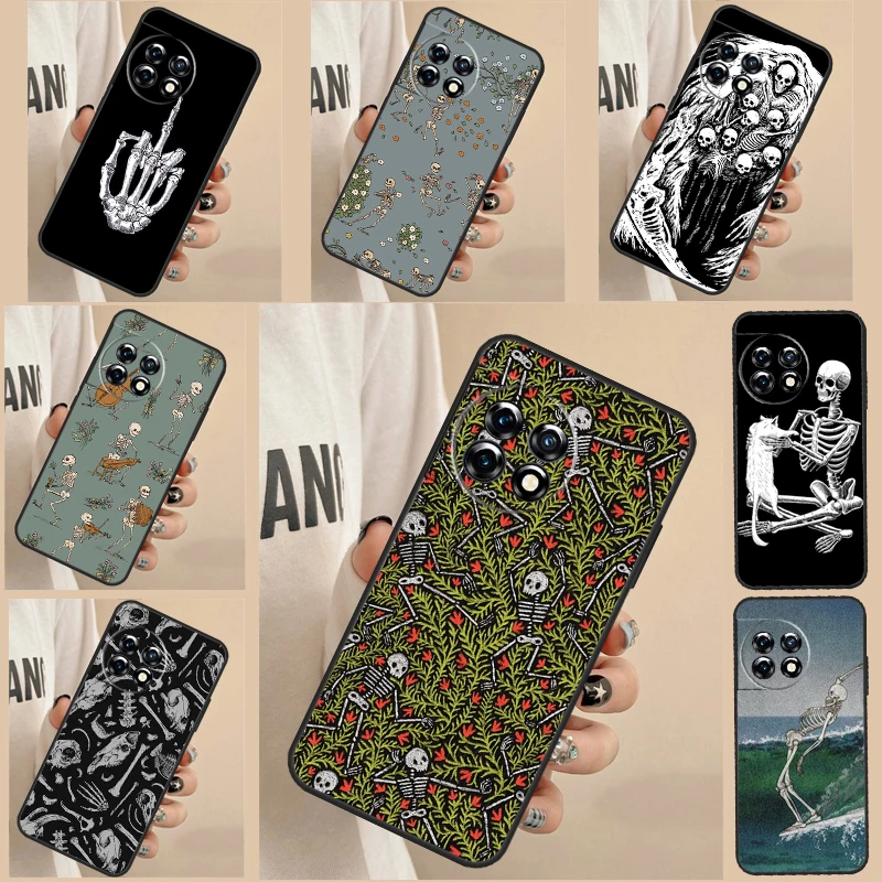 Bones Skeleton Case For OnePlus 11 8 9 10 Pro 9R 8T 10T 10R Nord CE 2 Lite CE 3 Lite 2T N30 N20 N10 Cover